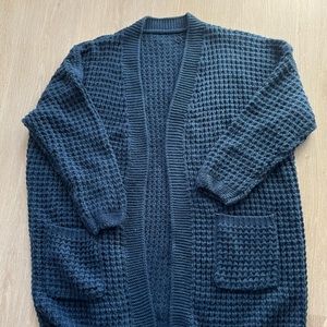 Long Waffle Weave Cardigan